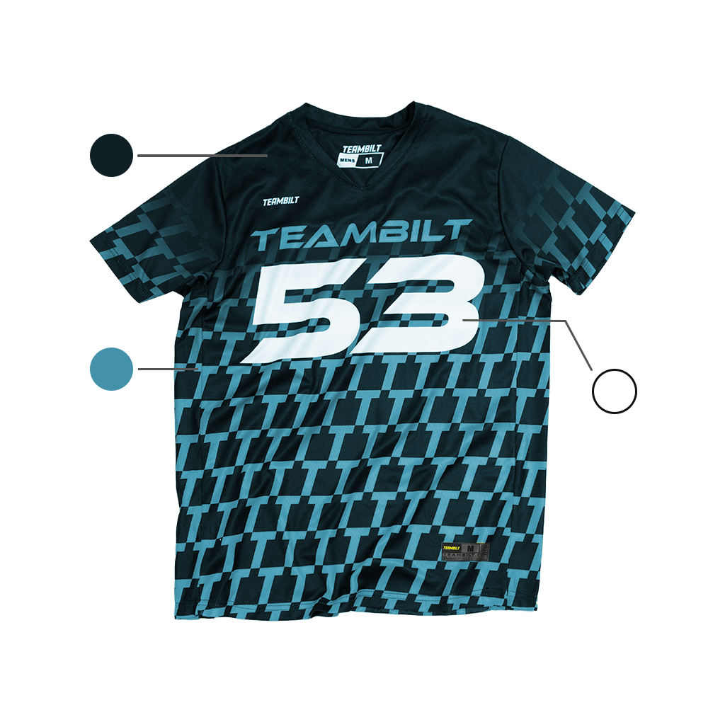 step 2 of creating a custom jersey with TeamBilt. Picking the colors.