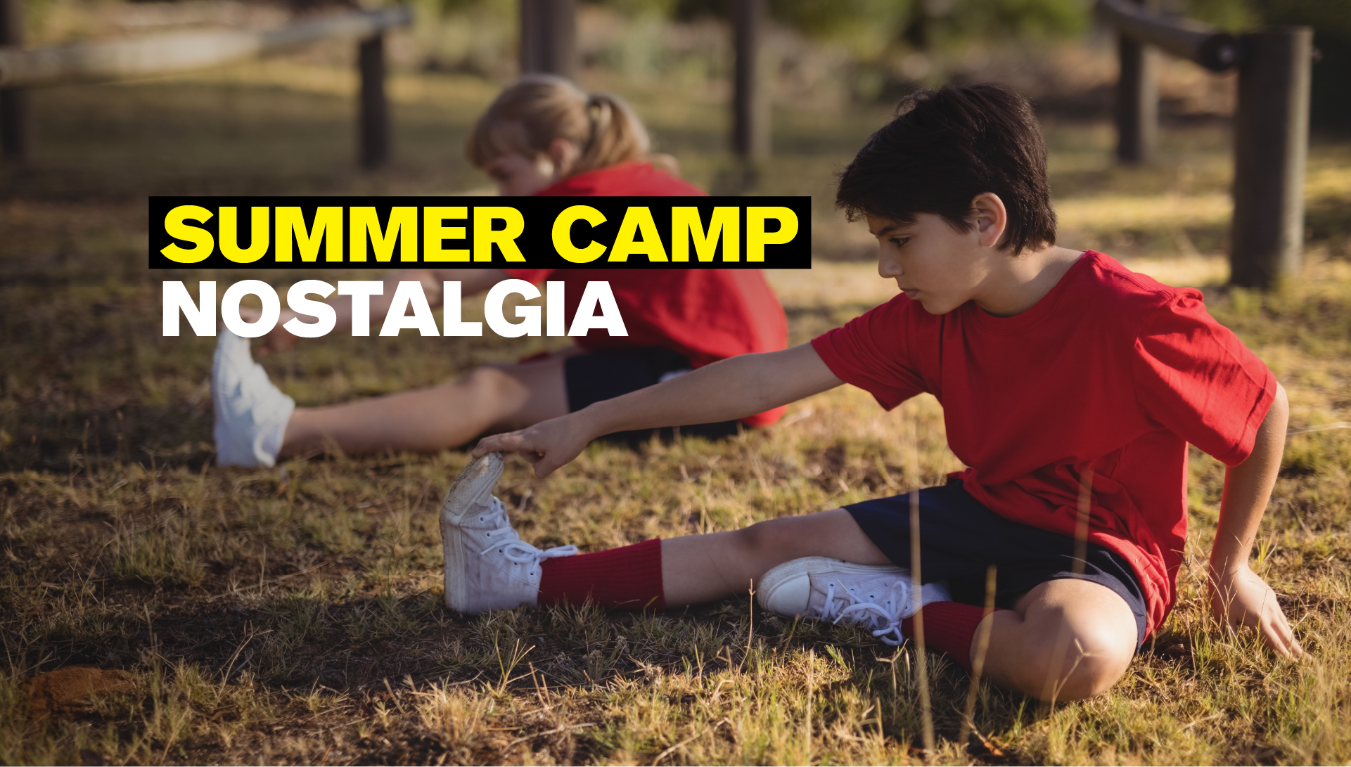 boy and girl stretching in custom sports wear from TeamBilt